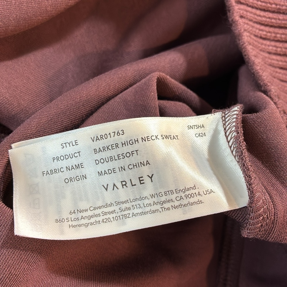 NWOT Varley Barker High Neck Sweat Doublesoft Sz S - Picture 10 of 10